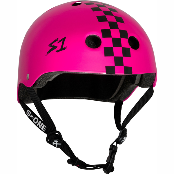 S-One - S1 Lifer Series Pink Gloss/Black Checkers Skate Helmet